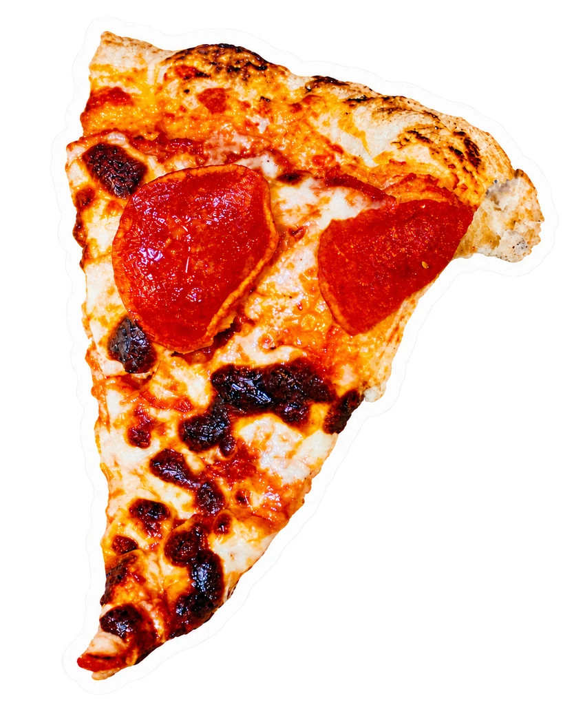 Sticker détouré d’une vraie part de pizza au pepperoni